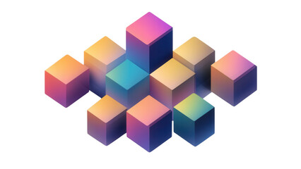Fototapeta premium Colorful Abstract Cubes with Shadows, vibrant geometric shapes creating depth, ideal for digital design and creative projects.