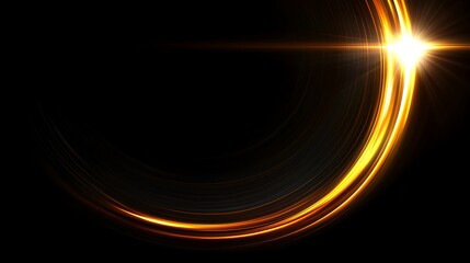 Abstract Golden Light Trails Curve Design