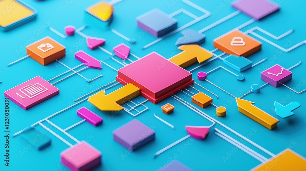 Poster abstract colorful data network