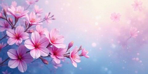 Delicate Pink Blossoms on a Dreamy Pastel Background, a Serene and Gentle Floral Image Perfect for Springtime Themes or Feminine Designs