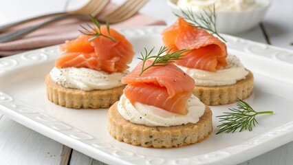 Elegant Smoked Salmon and Cream Cheese Bites on Crispy Rounds