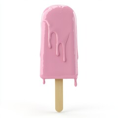 Melting pink popsicle on white background. (1)