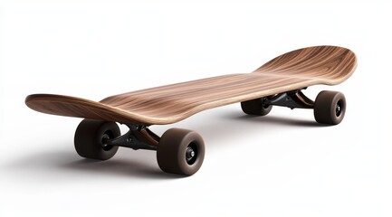 Wooden skateboard isolated on white background.