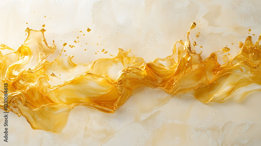 Aufkleber flowing golden liquid creates a mesmerizing abstract composition on a smooth background. generative 