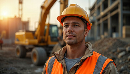 portrait of a construction worker with helmet