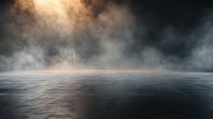 Fototapeta premium Dark, moody scene with smoky atmosphere and subtle orange lighting. Ideal background for dramatic or mysterious designs.