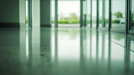 Polished Floor Reflecting Modern Building Interior