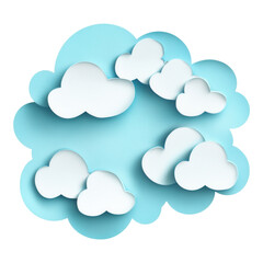 Fototapeta premium Cyan Cloud Cutout, Soft rounded edges, Subtle embossed details, Ideal for dreamy themes, Transparent background, Versatile design element