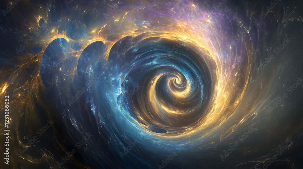 Poster swirling colors in abstract composition evoke a sense of movement and depth in a celestial environme