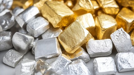 Gold and Silver Bullion Bars  Precious Metals  Close up