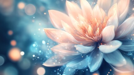 Enchanted Blossom: A Dreamlike Lotus in Blue and Peach Hues
