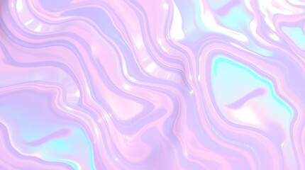 Obraz premium Enchanting Holographic Texture Featuring a Beautiful Fusion of Pastel Pink, Sky Blue & Lavender Purple with Soft Iridescent Highlights & a Wavy, Fluid Design for a Futuristic & Aesthetic Visual Appeal