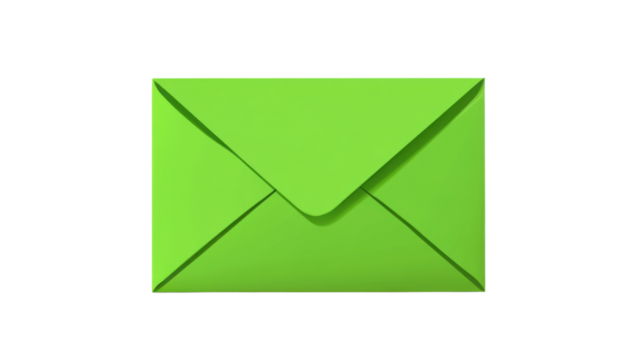Green envelope on transparent background representing communication - Powered by Adobe