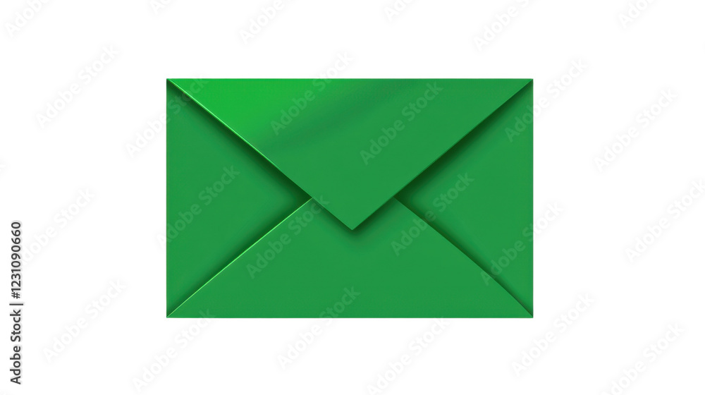 Poster green closed envelope on transparent background representing communication