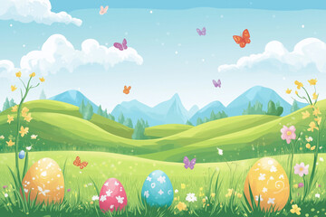 Easter Eggs In Butterfly Field