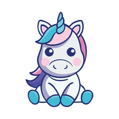 baby unicorn with adorable expression illustration