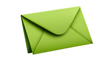 Green envelope sending a message on transparent background