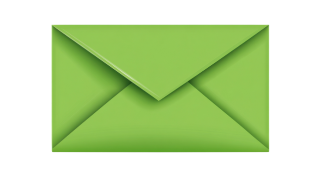 Green closed envelope on transparent background representing communication - Powered by Adobe
