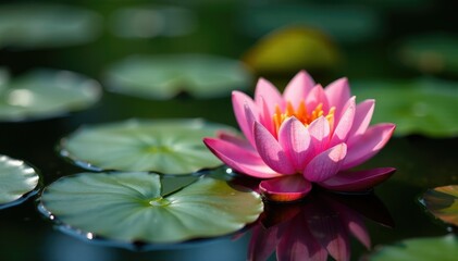 Full bloom of Nymphaea candida on pond surface, aquatic, aquatic garden