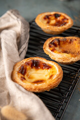 Golden-brown Portuguese custard tarts