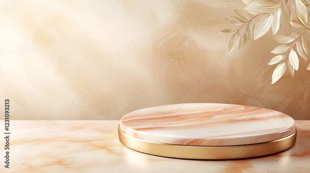 Poster elegant marble display platform with beige background
