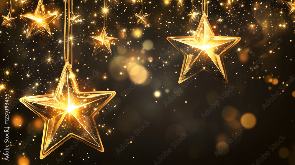Poster elegant bokeh effect with luminous twinkling stars creating a magical atmosphere for celebrations. g