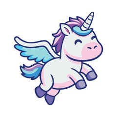 Flying baby unicorn with magical wings illustration