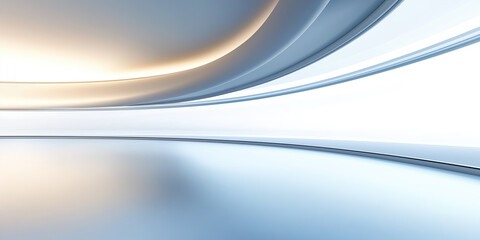 Futuristic abstract motion blur with blue color, glow warm light ray in perspective view. Soft smooth shape line, fade of color gradient. Empty space suit for modern future technology background.