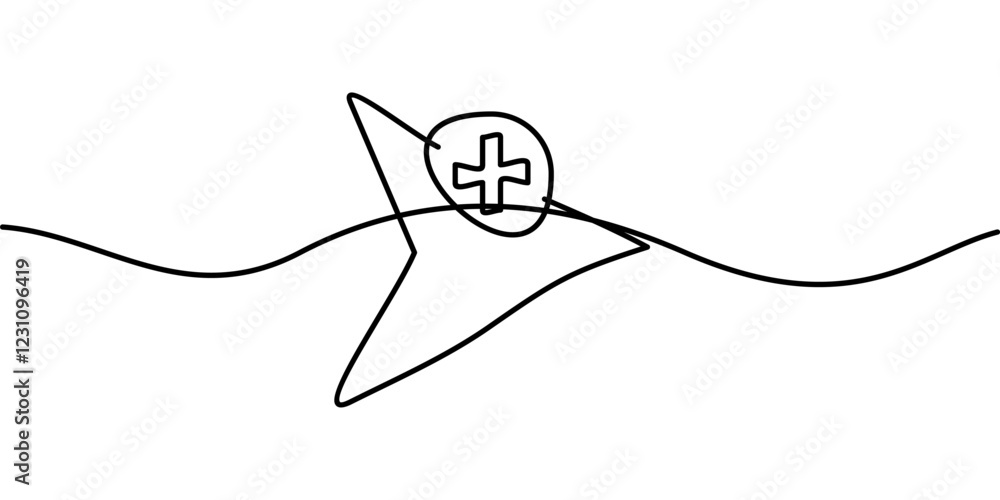 Poster continuous line drawing of add cursor symbol. abstract line art illustration