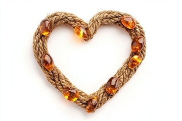 Obraz premium Heart shaped rope adorned with amber stones