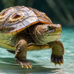 Naklejka premium Sleek and Serene: The Alabama Red-Bellied Cooter's Swim