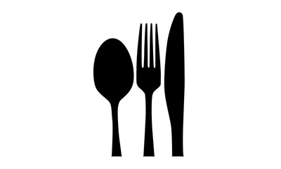 silhouette of spoon, fork and knife illustration