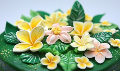 Fototapeta premium Tropical Flower Cake Decoration Studio Shot