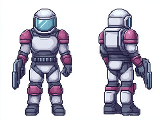 Fototapeta premium Pixel Art Sci-Fi Soldier Illustration