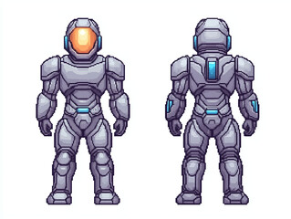 Fototapeta premium Pixel Art Sci-Fi Robot Armor Illustration