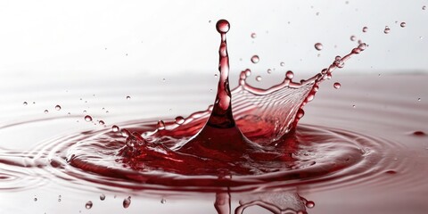 red wine drop and splash isolated on white background, kitchen table, tablecloth, liquid splashing