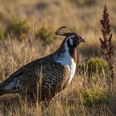 Obraz premium Wild Encounters: The Gunnison Grouse and Its Hawk Sentinel