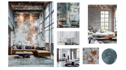 Industrial Loft Apartment Interior Design Mood Board Exposed Brick, Large Windows, and Modern