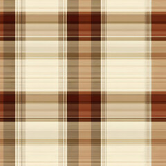 Obraz premium A textured plaid pattern in warm tones of brown and cream.