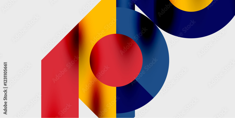 Aufkleber Modern abstract background featuring circles, lines, and triangles in a dynamic geometric composition. Perfect for stylish, tech, or creative-themed designs