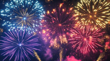 Obraz premium Colorful Fireworks Display Over Night Sky Celebrating Special Event