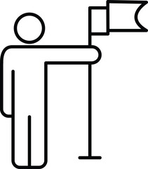 Minimalistic Person Holding Flag Icon - Success and Leadership Symbol with Transparent Background