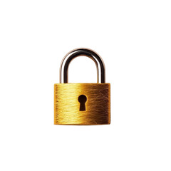 Naklejka premium Lock and secure golden padlock transparent background studio shot isolated environment