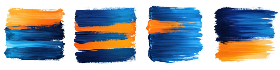 Fototapeta premium Vibrant and dynamic abstract painting with contrasting blue and orange tones created using fluid brush strokes and a modern minimalist style The artwork conveys a sense of motion energy