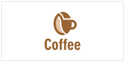 cup and coffee logo design template