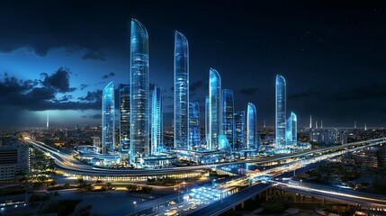Obraz premium Futuristic Cityscape at Night