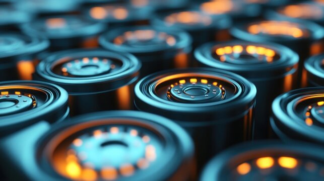 Cylindrical battery energy storage close-up