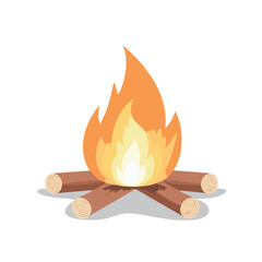 Campfire Vector Illustration – Cozy Outdoor Bonfire Design