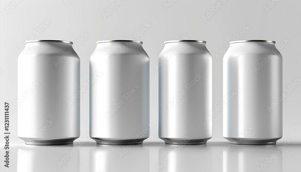 Poster empty beverage cans on display studio setting product photography minimalist environment close-up vi