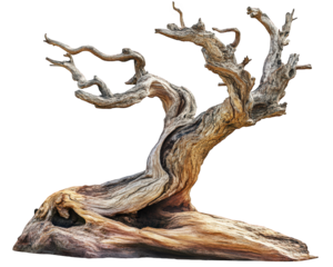 gnarled, ancient tree with twisted branches and textured bark, showcasing natural beauty and resilience. This striking piece of nature adds character to any setting